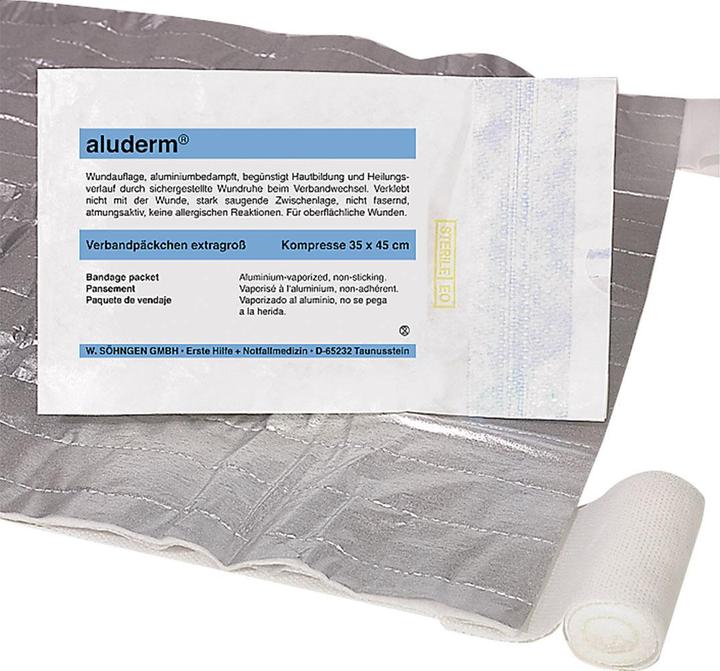 Immagine prodotto Aluderm ® Medicazione 6 cmx3 m (LxL) Dimensioni della compressa: 45x35 cm (LxL) Vello di poliestere (1 x)