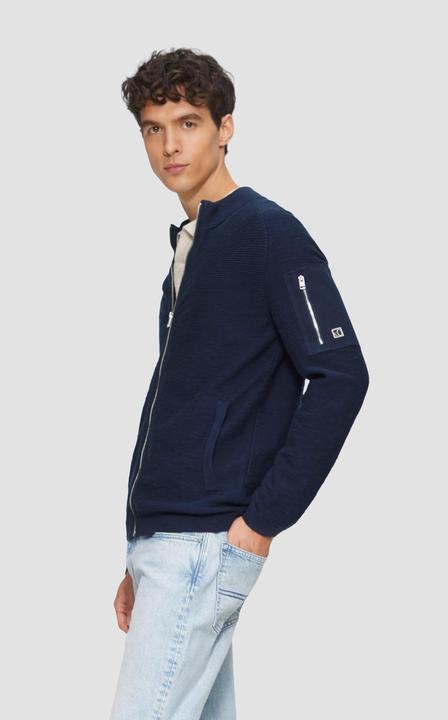 Produktbild s.Oliver Strickjacke Strickjacke mit Flammgarnstruktur und Stehkragen (M)