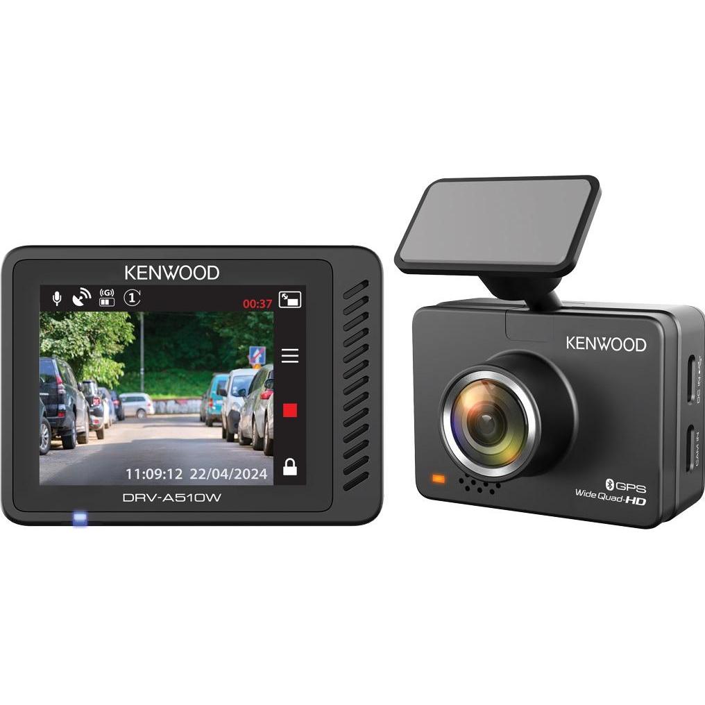 Kenwood DRV-A510W 2K WQHD DashCam 12/24V/GPS/WiFi/App (GPS-Empfänger, Eingebautes Display, WLAN, Eingebautes Mikrofon, B...