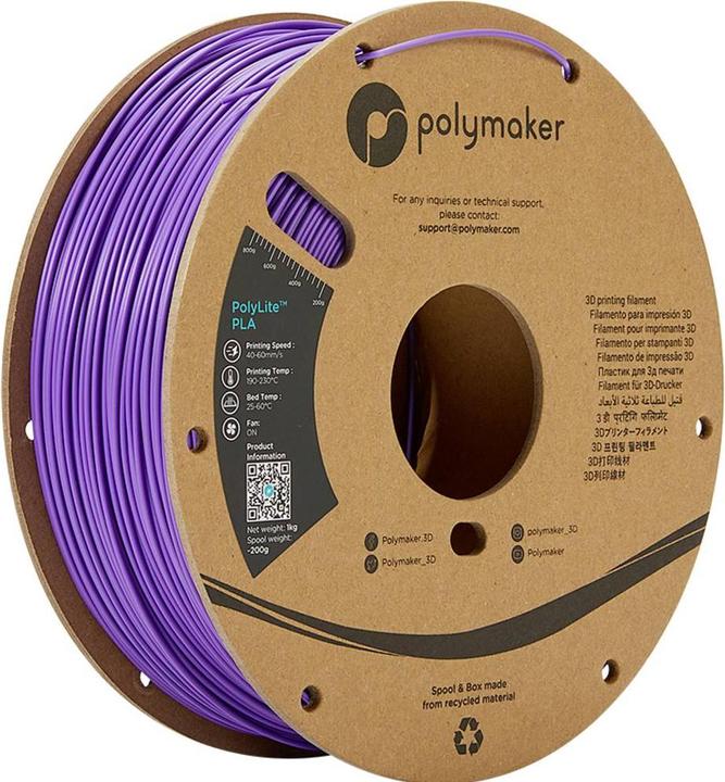 Produktbild Polymaker PA02024 PolyLite Filament PLA 2.85 mm 1000 g Lila 1 St. (PLA, 2.85 mm, 1000 g, Violett)