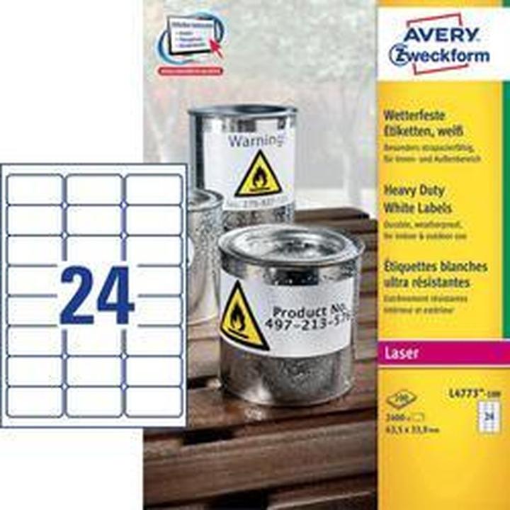 Actual product image Avery Weatherproof film labels