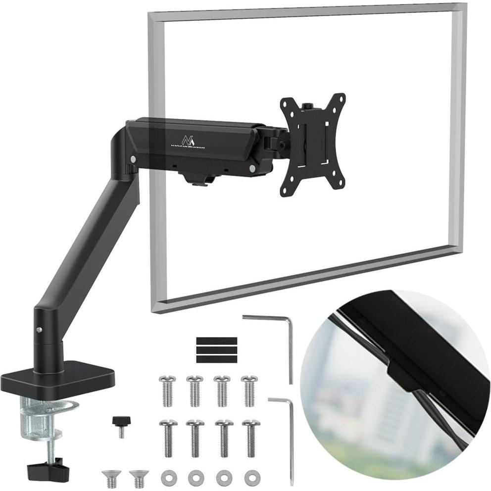 Maclean UCHWYT NA MONITOR SPRĘŻYNA GAZOWA 17 -32 2-10KG BLACK MC-133 (32", 10 kg), Supporto per monitor, Nero