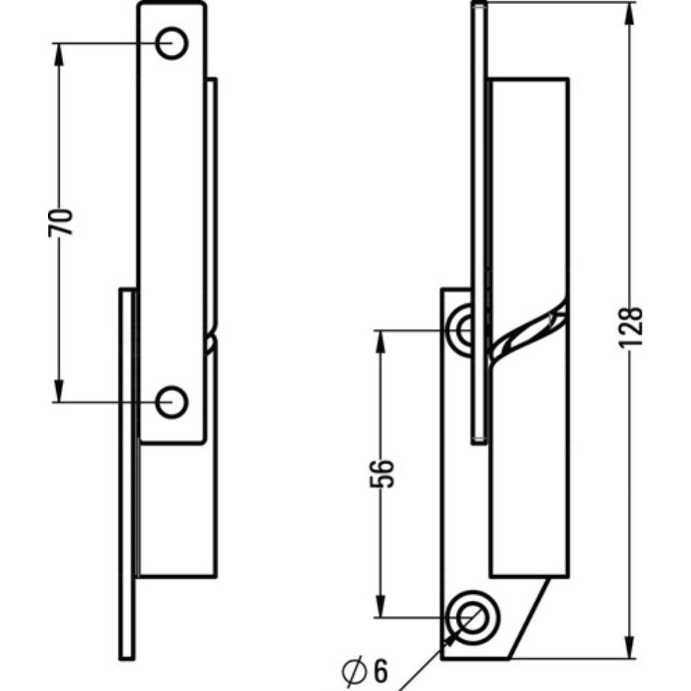 Thumbnail - Hermeta, Türbeschlag + Scharnier, Trennwandscharnier 6030/31 Edelstahl 316L Rollenlänge 100 mm DIN rechts