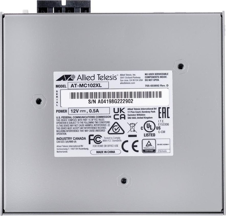 Image du produit Allied Telesis Allied Telesyn AT-MC102XL, 100TX à 100FX (SC) (Convertisseur de médias)