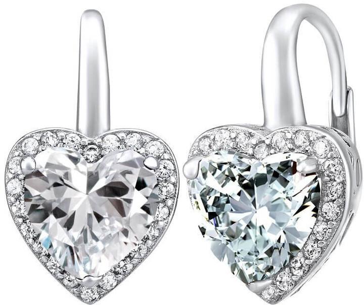 Silvego Silver heart earrings with zircon LPS0629EW