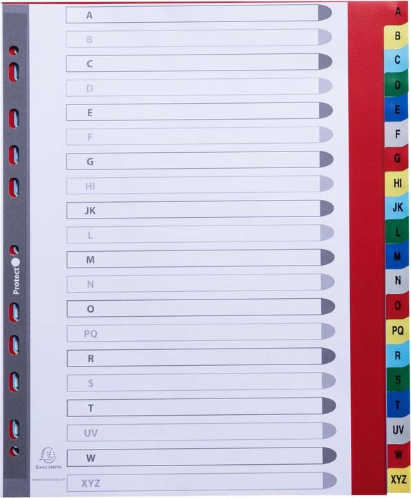 Image du produit Exacompta Intercalaires imprimés alphabétique PP couleurs 12/100e - 20 positions - A4+ - Assorties vives