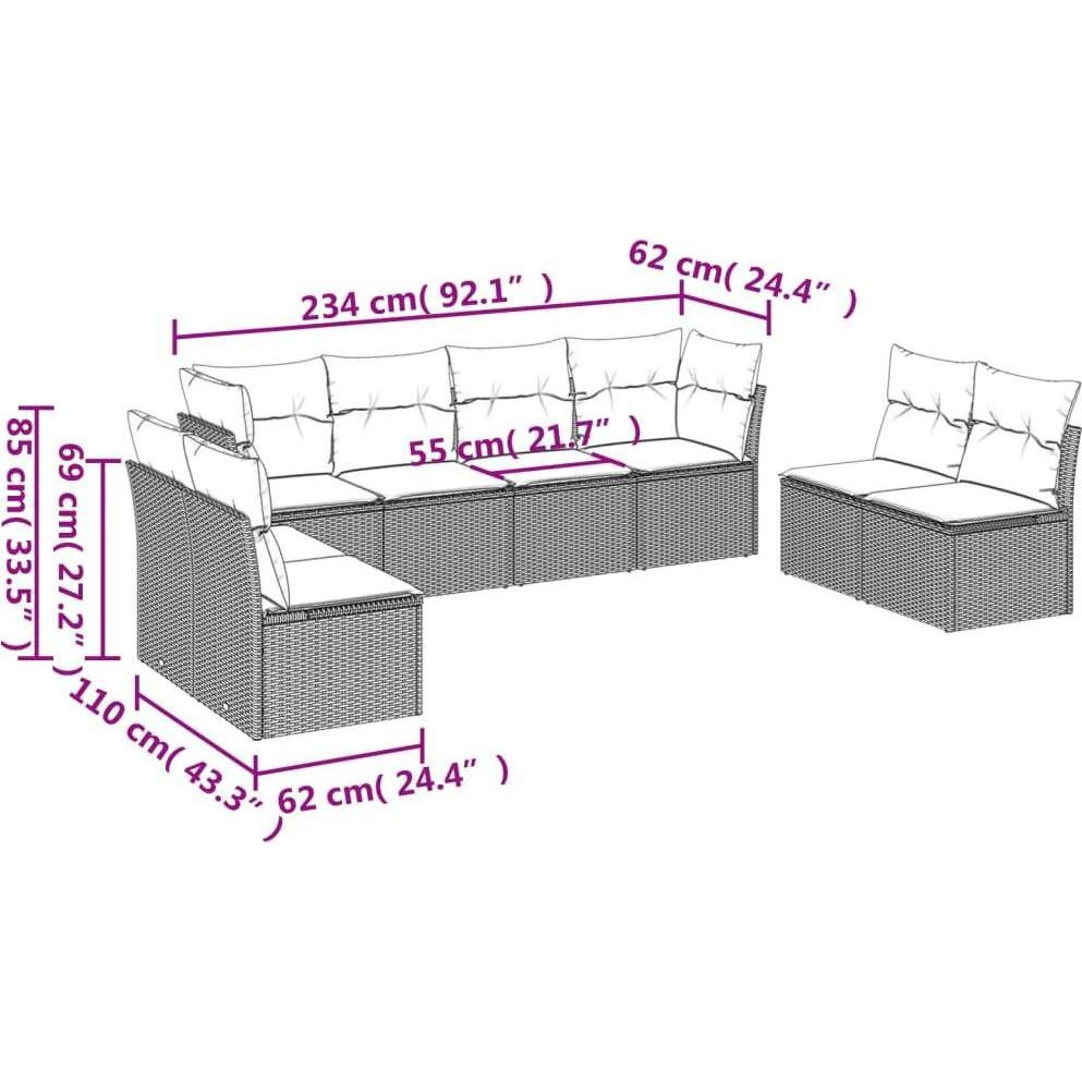 Thumbnail - VidaXL, Gartenlounge, 10-tlg. Garten-Lounge-Set mit Kissen