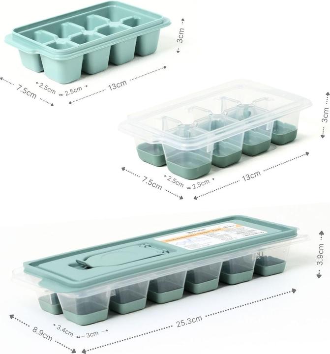 Produktbild B-Home 3er-Set Eiswürfelbehälter mit Deckel Eiswürfelformen Eiswürfelschalen