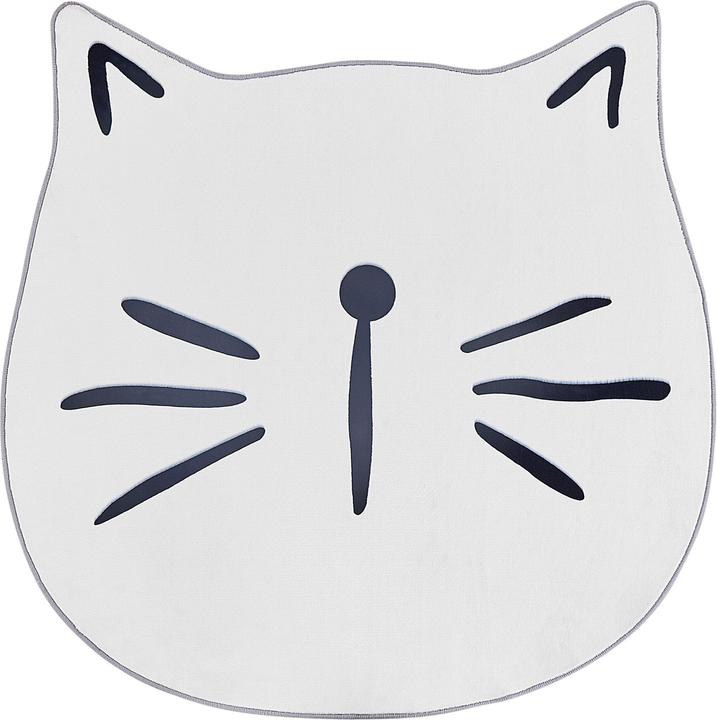 Beliani Kinderteppich weiss ⌀ 100 cm Katzenmotiv Kurzflor KITTY (100 x 100 cm)