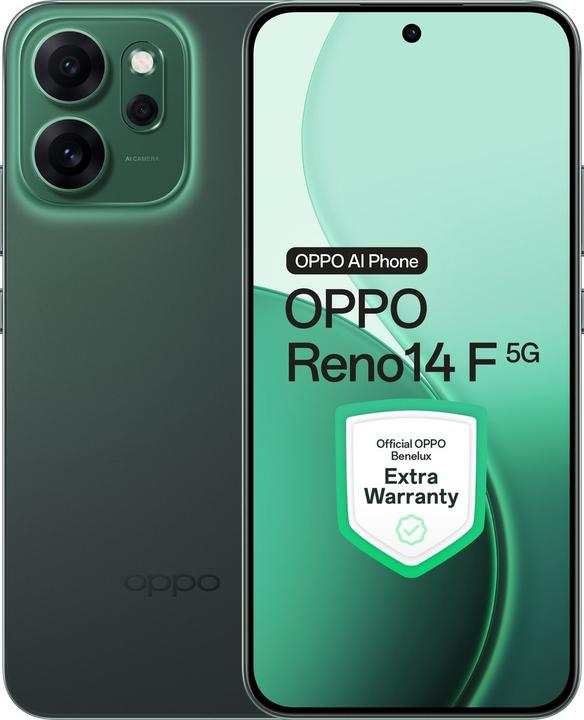Produktbild OPPO Reno14 F 5G (256 GB, Luminous Green, 6.70", Dual SIM, 5G)