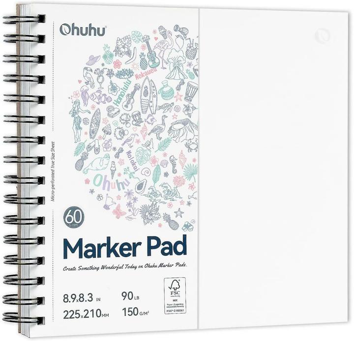 Image du produit Ohuhu Carnet de croquis d'art (22,5 x 21 cm, Blanc)