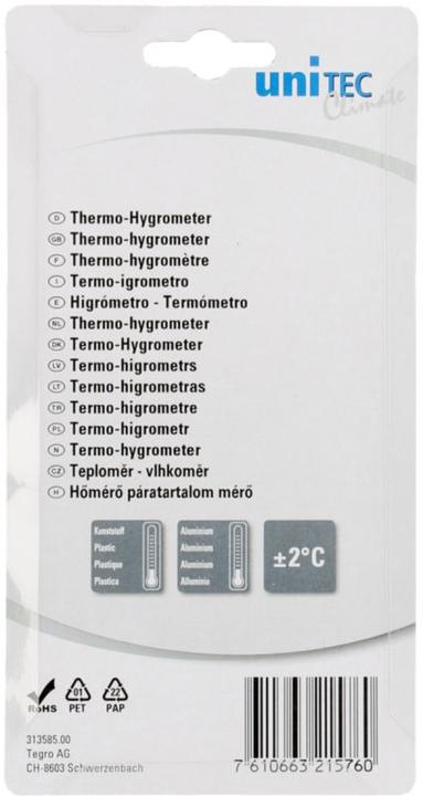 Actual product image Unitec Thermo hygrometer