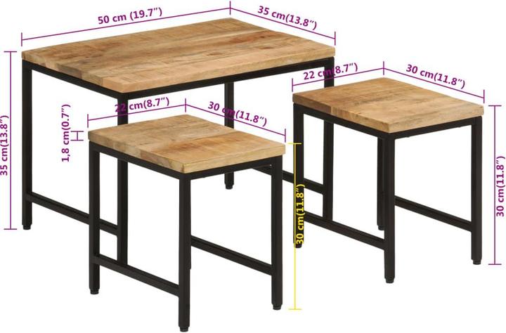 Image du produit vidaXL Satztisch (50 x 35 x 35 cm)