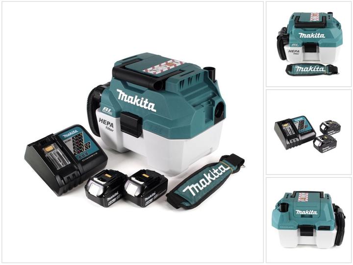 Immagine prodotto Makita DVC 750 LRGX1 Aspirapolvere a batteria Wet and Dry 18 V portatile + 2x batteria 6,0 Ah e caricatore (Aspirapolvere a umido e a secco)