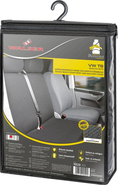 Walser Sitzbezüge für VW T6 Doppelbank vorne aus Polyester BJ 07/2015 heute