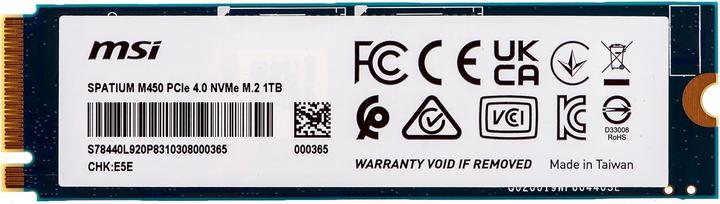 Actual product image MSI Spatium M450 (1000 GB, M.2 2280)
