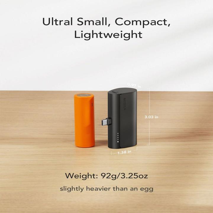 Image du produit Veger PlugOn Powerbank type-C - 5000mAh (5000 mAh, 20 W, 18.50 Wh)