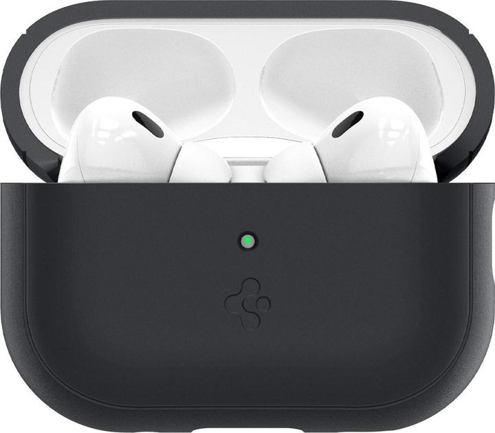 Actual product image Spigen SILICONE FIT STRAP Apple AIRPODS PRO 1 / 2 BLACK/PHANTOM GREEN (Headphone sleeve)