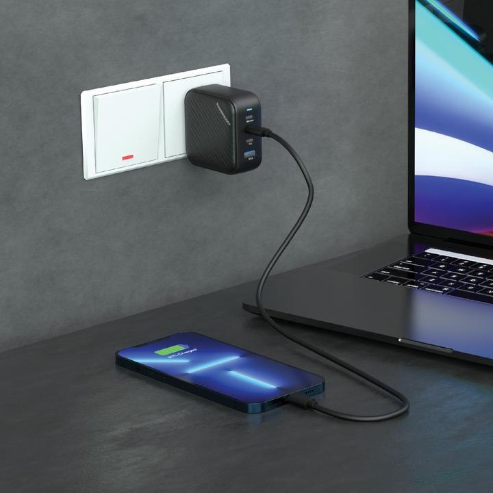 Produktbild Powerology 3 Port PD + 1 QC3.0 GaN Wall Charger 100W (100 W, 3 Ports)