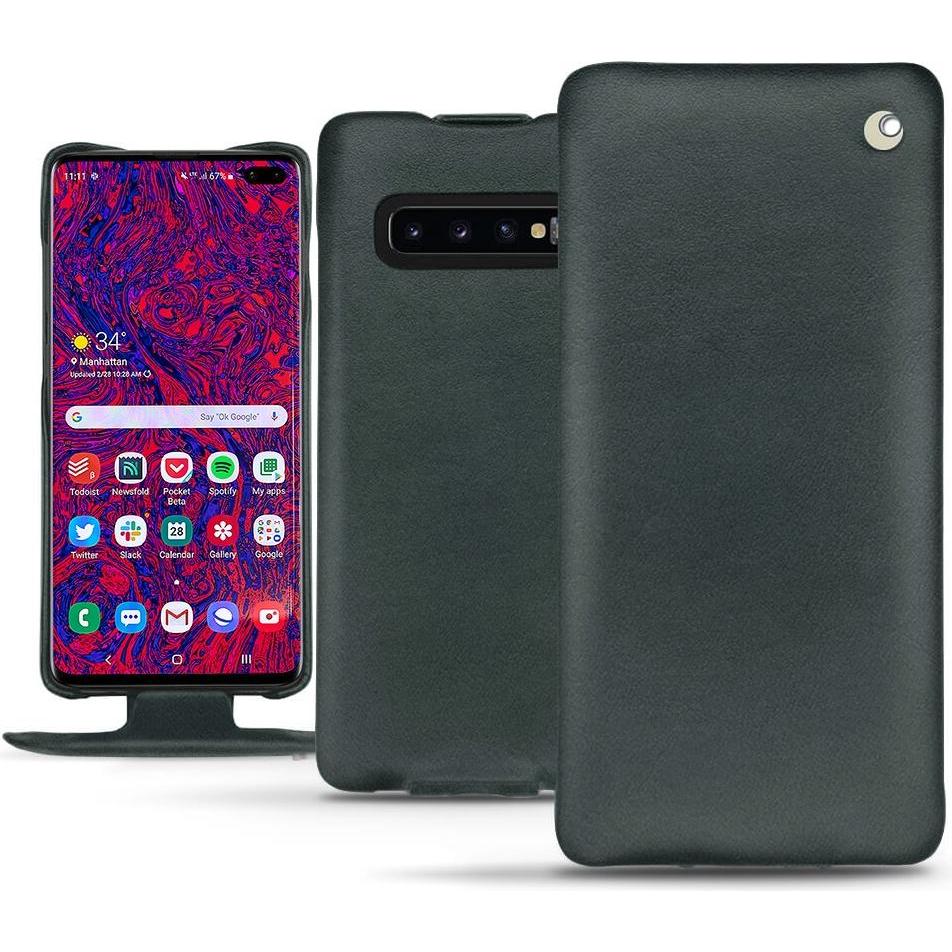 Noreve Lederschutzhülle vertikal (Samsung Galaxy S10 5G), Smartphone Hülle, Blau