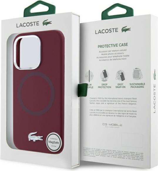 Image du produit Lacoste LCHMP15XSMAR iPhone 15 Pro Max 6.7" bordeaux hardcase Silicone Croco Logo MagSafe (Apple iPhone 15 Pro Max)