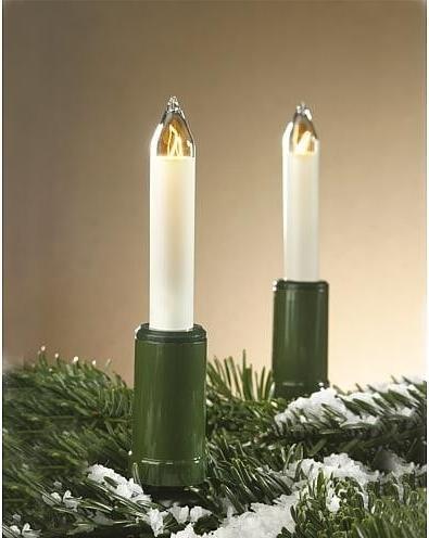 Image du produit Hellum Guirlande lumineuse bougie à tige 30 bougies claires pour l'extérieur tige/câble vert 32m ivoire (32 m)