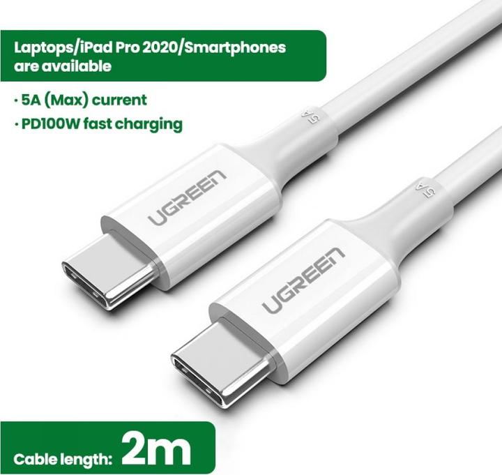 Productafbeelding Ugreen USB C – USB C (2 m, USB 2.0, 100 W)