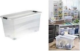Produktbild keeeper Aufbewahrungsbox "konrad", mit Rollen, 83 Liter Box und Deckel: natur-transparent / Clips: anthrazit (39.50 cm, 83 l, 1x)