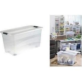Thumbnail - keeeper, Aufbewahrungsbox, Aufbewahrungsbox "konrad", mit Rollen, 83 Liter Box und Deckel: natur-transparent / Clips: an...