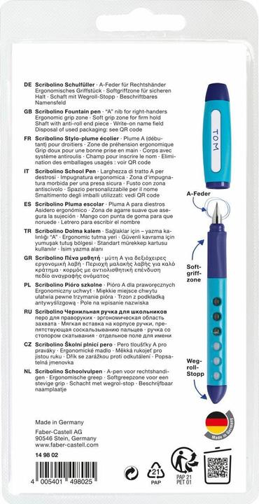 Produktbild Faber-Castell Faber.C.Schulfüller Scribolino rechts 149802 (Brombeer, Blau, 1 x)