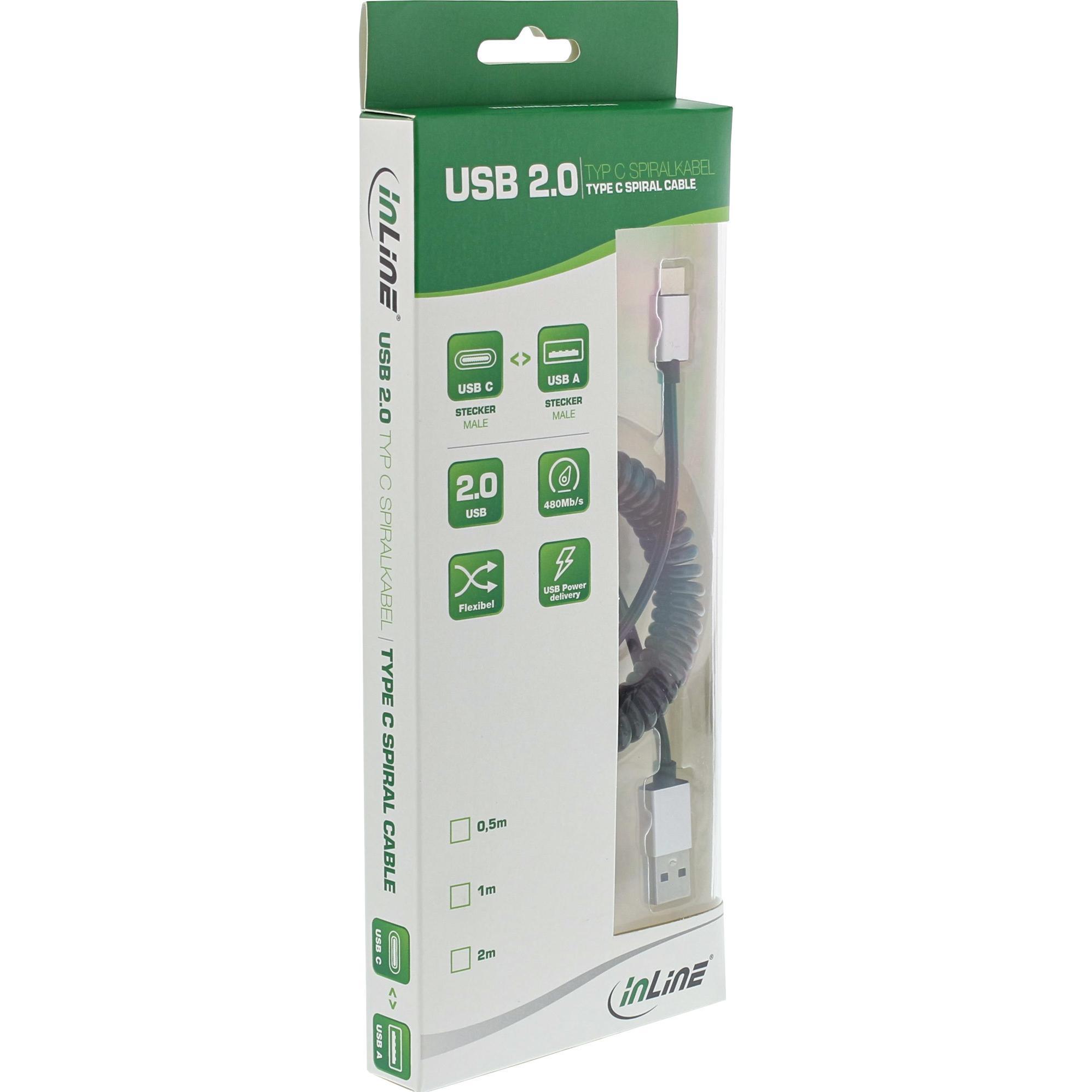 Thumbnail - InLine USB 2.0 Spiralkabel (0.50 m, USB 2.0), USB Kabel