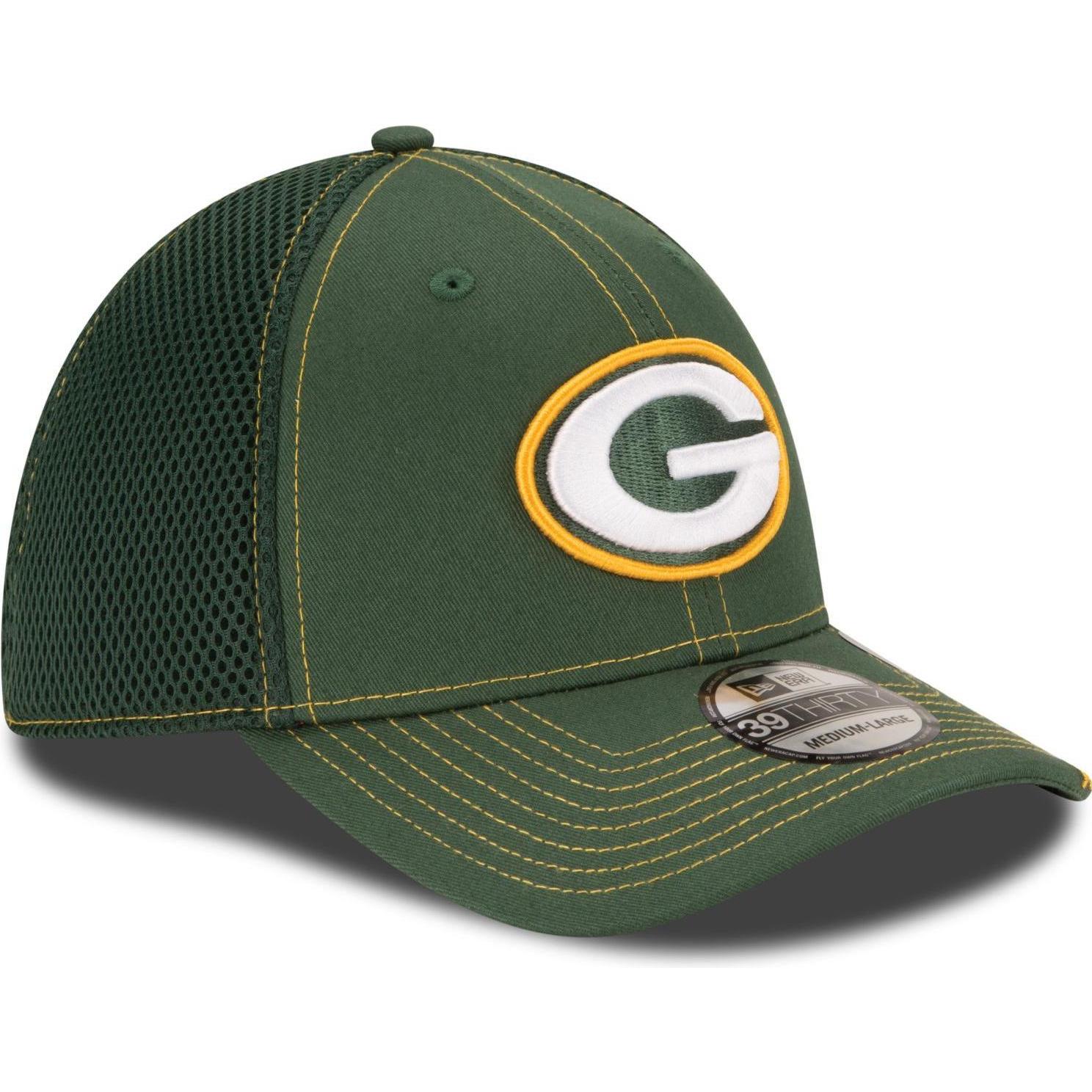 New Era, Herren, Cap, 39Thirty Stretch Mesh Cap Green Bay Packers - M/L, Grün, (M)
