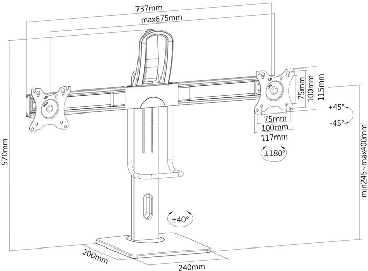 Actual product image Purelink PureMounts® dual monitor mount, VESA 75x75/100x100, black (Table, 32", 25 kg)