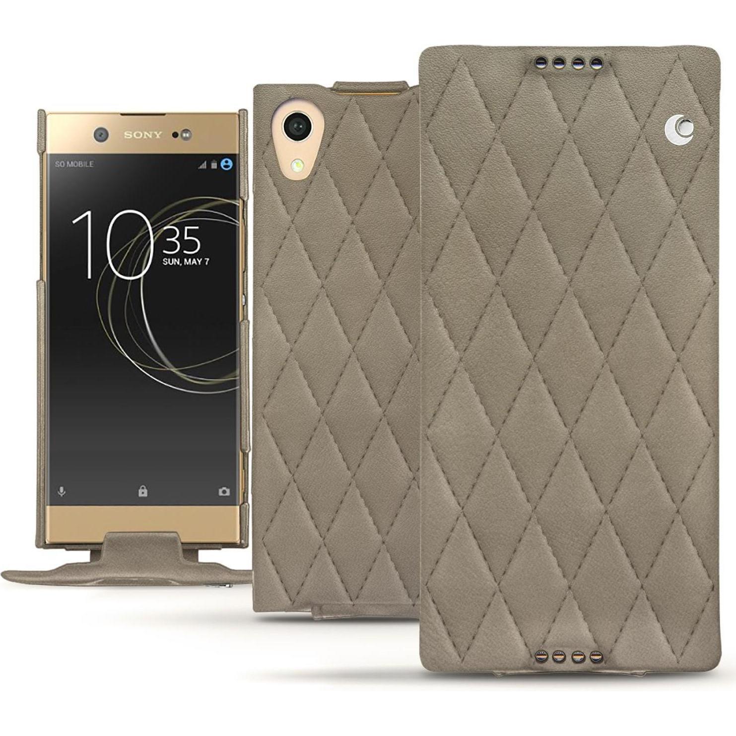 Noreve Lederschutzhülle vertikal (Sony Xperia XA1 Ultra), Smartphone Hülle, Beige