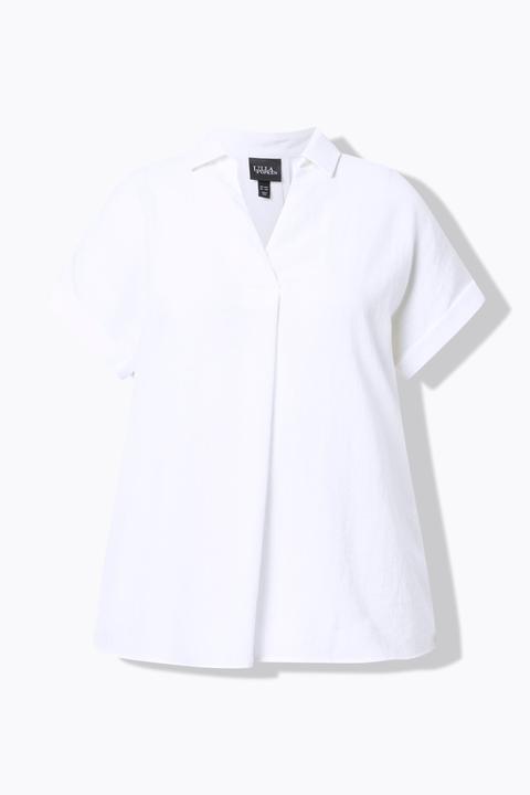 Actual product image Ulla Popken Button Accent Back Short Sleeve Blouse (44)