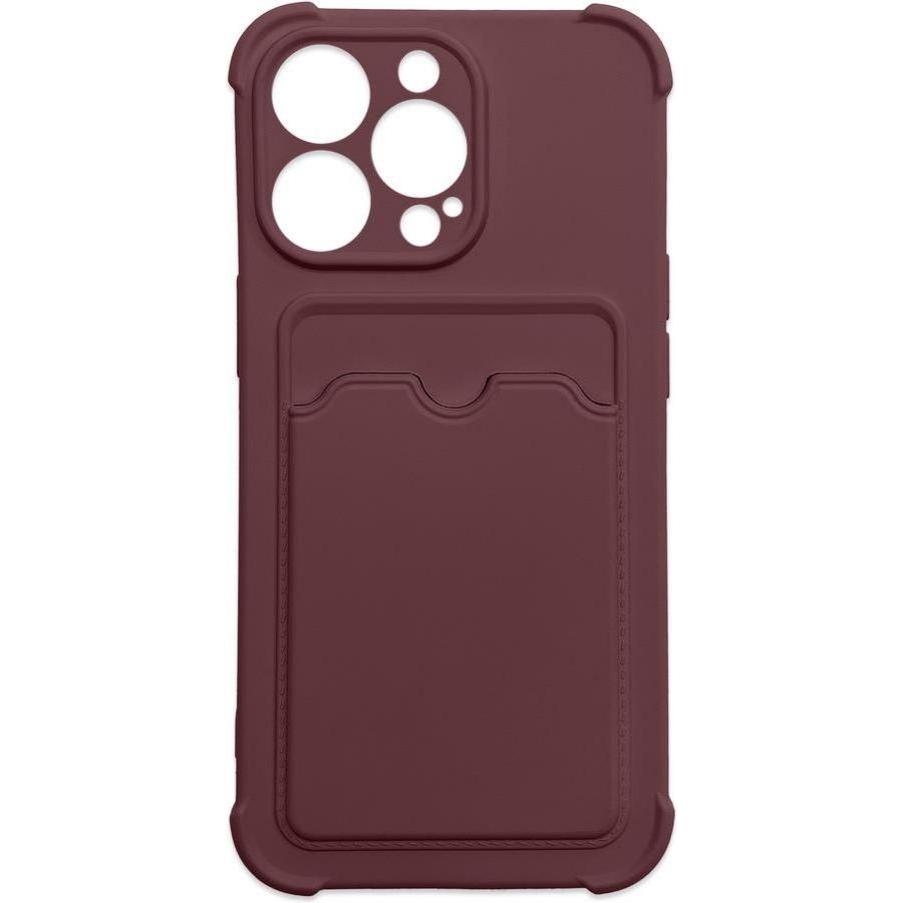 Hurtel Card Armor Case Pouch Cover for iPhone 13 Mini Card Wallet Silicone Air Bag Armor Case Raspberry (Apple iPhone 13...