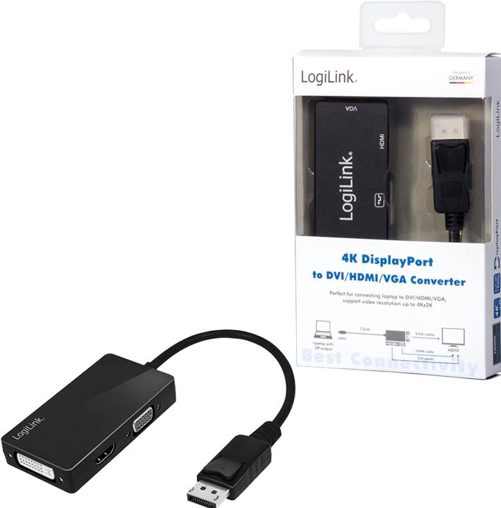 Produktbild LogiLink 4K DisplayPort Adapter (DVI, HDMI, VGA, 15 cm)