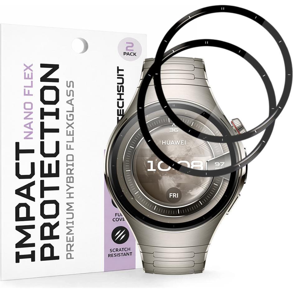 Techsuit - Nano Flex (2 pack) - Huawei Watch 5 46mm - Black, Accessori per smartwatch, Nero