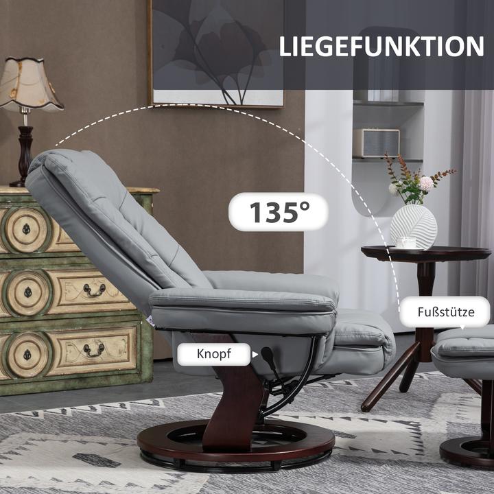 Actual product image Homcom Relaxsessel mit Hocker Kunstleder Grau