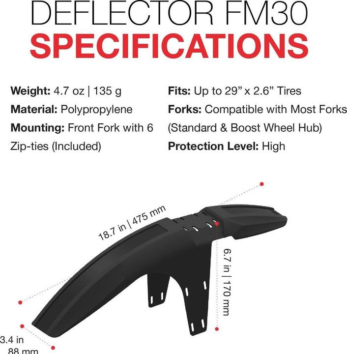 Immagine prodotto Zefal Parafango anteriore DEFLECTOR FM30, nero (Parafango anteriore)