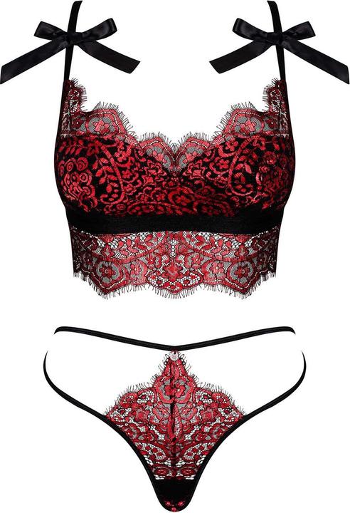 Actual product image Obsessive Redessia 2-piece Lace Bra Set - Red/Black (XL)
