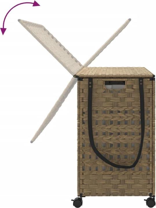 Produktbild vidaXL Wäschekorb mit Rollen 66x35x60 cm Rattan,Material: Rattan