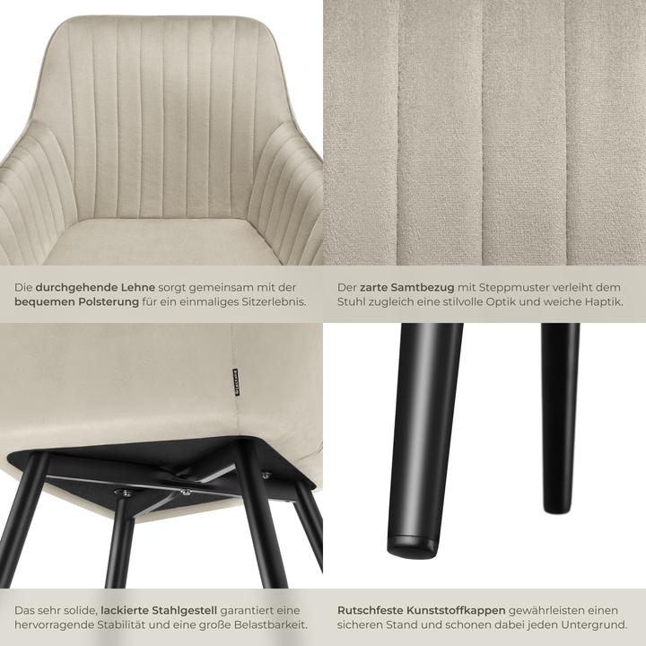 Actual product image tectake Chair Marilyn, Velvet look, quilted