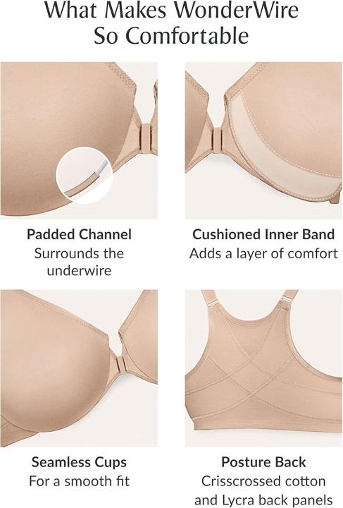 Actual product image Glamorise Wonderwire Front-Closure Posture Back Bra (42 D)