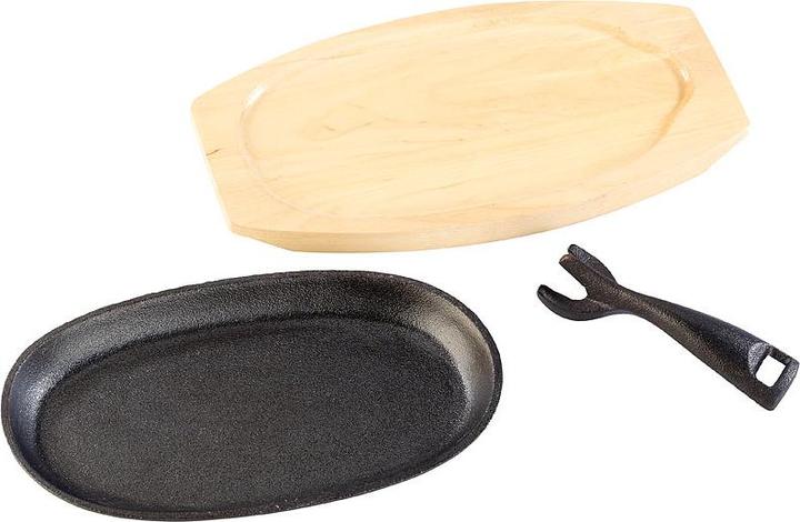 Produktbild Tornwald-Schmiede 2 Profi-Servierpfannen, Gusseisen, mit Untersetzer, 24x14x2,2 cm, 820g