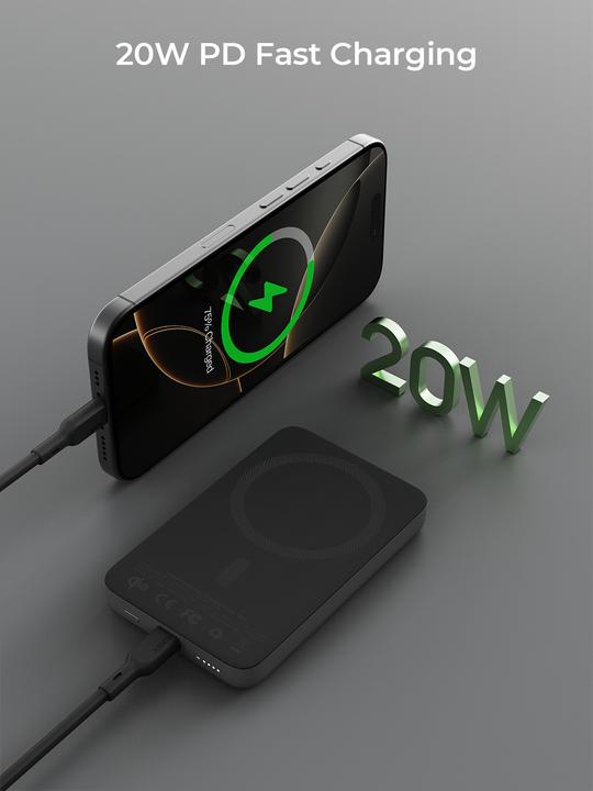 Actual product image Aukey Mag Fusion Slim (10000 mAh, 20 W, 36 Wh)