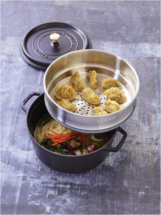 Productafbeelding Staub Cocotte met stoominzet, 24 cm | Zwart | Rond | Gietijzer (40508-814-0) (Gietijzer, 24 x 22.60 cm)