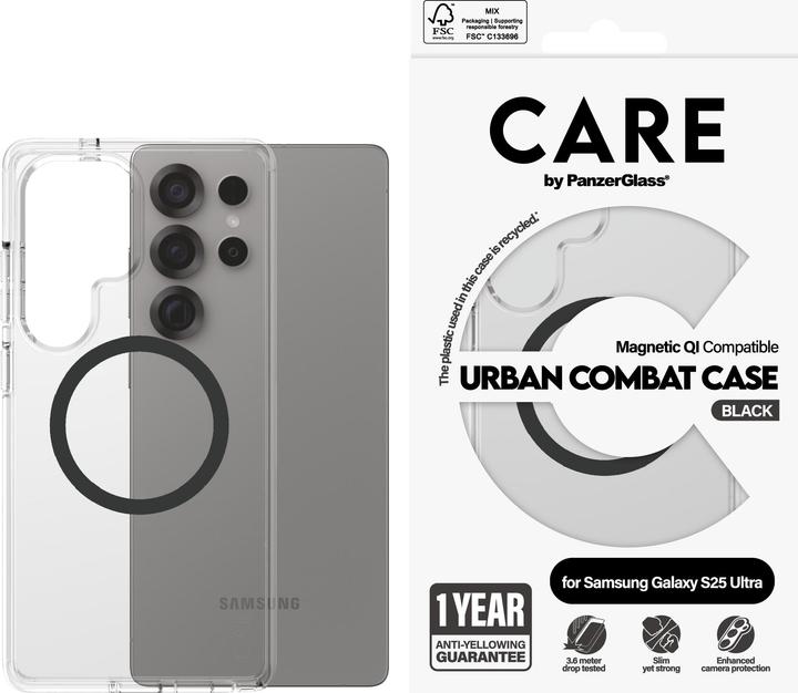 Produktbild PanzerGlass CARE by ® Flagship Case Transparent Urban Combat m. Schwarz Qi Compatible Samsung Galaxy (Samsung Galaxy S25 Ultra)