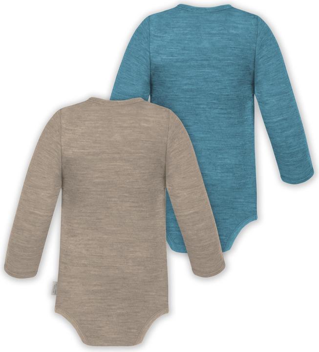 Produktbild Normani 2er Set Unisex Baby Wickelbody Langarm-Strampler Einteiler aus Merinowolle - 9351 (68)