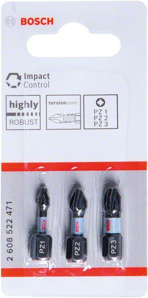 Produktbild Bosch Professional Zubehör PRO Pozidriv Impact Bit, PZ1x25, PZ2x25, PZ3x25 mm, 3-tlg. (PZ2, PZ1, PZ3)